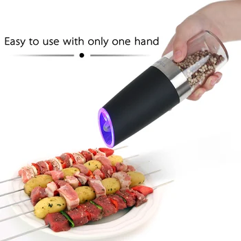 

New Homgeek Pepper Mill Automatic Electric Pepper Grinder LED Light Salt Mill Muller Kitchen Seasoning Grinding Tool Spice Mill