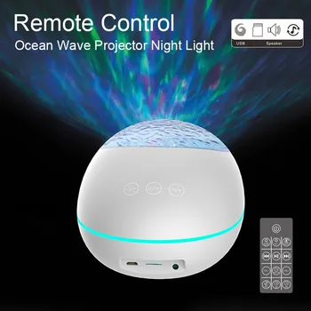 

Ocean Wave Light Projector Lamp 8 Colors Remote Controller With Music Player Timing LED Atmosphere Night Light For Baby Children