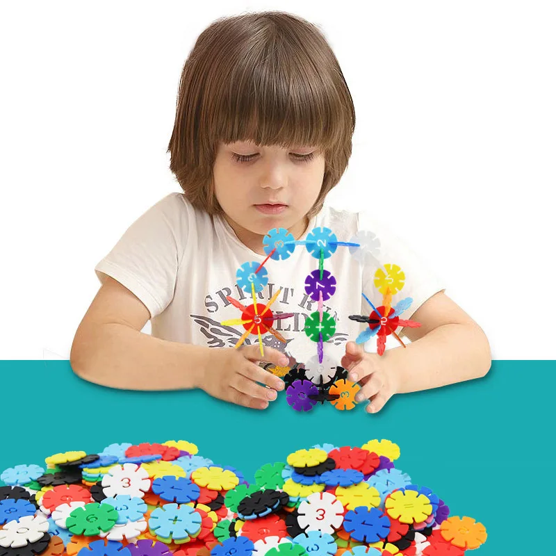 Educational Toys 200 Pieces Snowflakes Interlinking Kids Construction Blocks