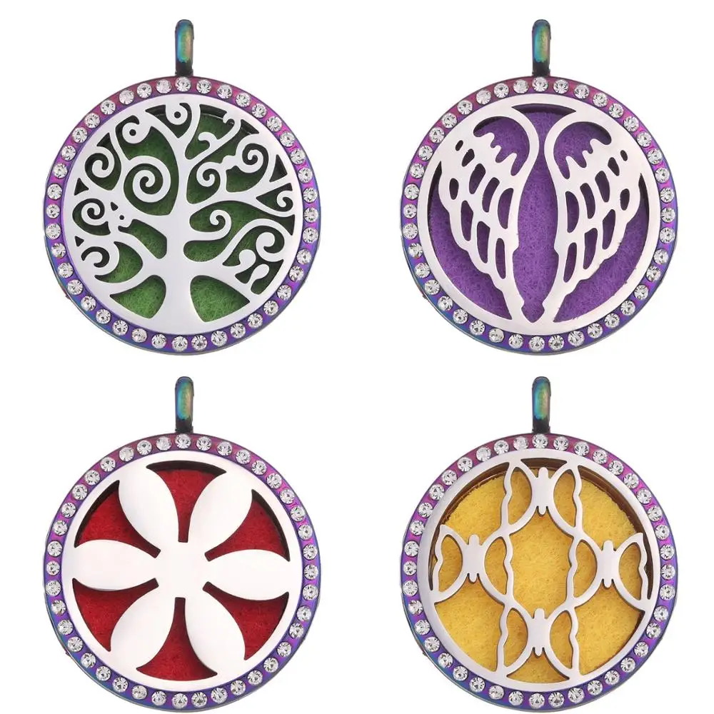 New 1pcs 30MM rainbow color Stainless Steel Aromatherapy Open Perfume Locket Essential Oils Diffuser pendant Jewelry Free 10pads | Украшения