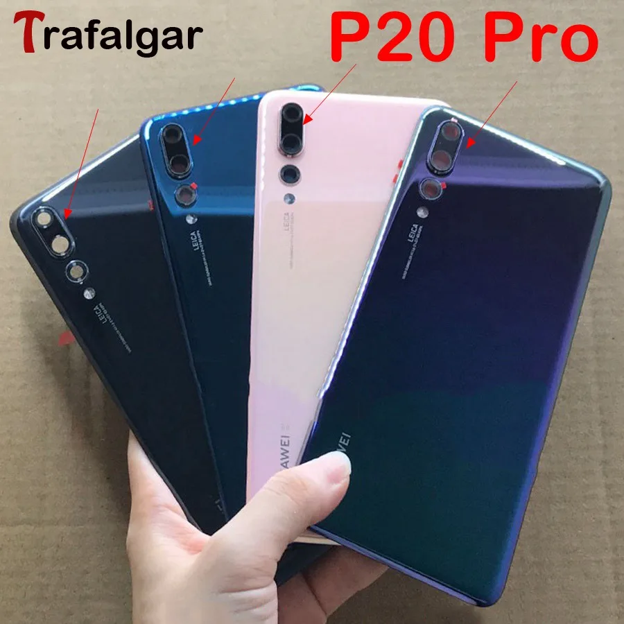 P20 Pro Задняя стеклянная крышка батарейного отсека задняя дверь корпус панель для P20 Pro Задняя стеклянная крышка с объективом камеры