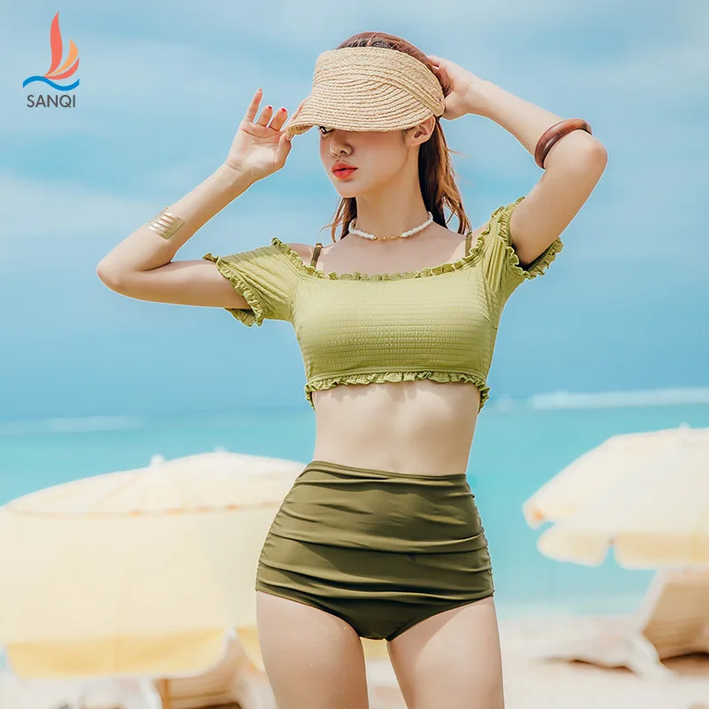 

Sanqi Bathing Suit Women's Conservative Split Two-Piece Set South Korea-Slimming Belly Covering Hot Springs Swimwear