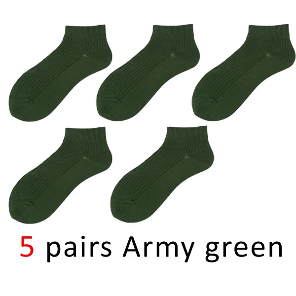 VERIDICAL 5 pairs/lot ankle socks woman solid loose crew Boat Socks harajuku socks cotton Good Quality calcetines mujer 10 color - Цвет: Army green