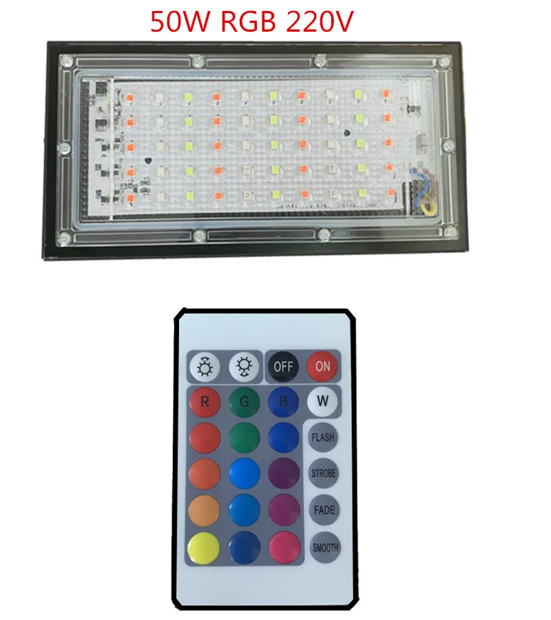 changeable Светодиодный светильник с йодом, высокая мощность, 50 Вт, RGB, красный, синий, теплый, AC: 220 В, прожектор, точечный светильник Refletor, уличный светильник, рекламная реклама - Испускаемый цвет: changeable