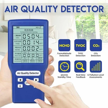 

Digital Dispaly Air Quality Monitor HCHO/TVOC Tester CO2 Meter Air Detector Formaldehyde Gas Analyzer Tools AQI Meter For Home