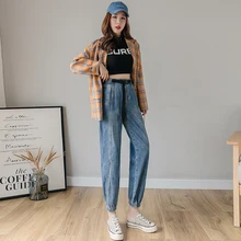 Осенние модные новые джинсы с высокой талией женские легкие шикарные прямые штаны Гарун джинсы Джокера