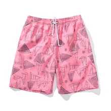 Heavywood Men's Pink Beach Shorts Quick Dry Board Shorts Zipper Pocket Cartoon Print Man Streetwear Basketball Jogger Sweatpants