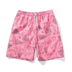 Heavy wood – short de plage rose pour hommes, séchage rapide, short de planche, poches à fermeture éclair, imprimé de dessin animé, Streetwear, jogging de basket ball 