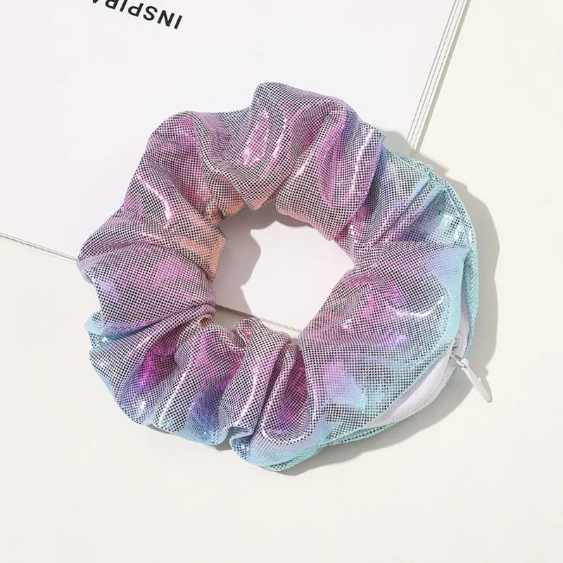 flower hair clips 2020 Fashion New Retro Zipper Large Intestine Elastic Hair Band Velvet Tencel Pocket wallet Hair Scrunchies Hair Accessories pink hair clips Hair Accessories