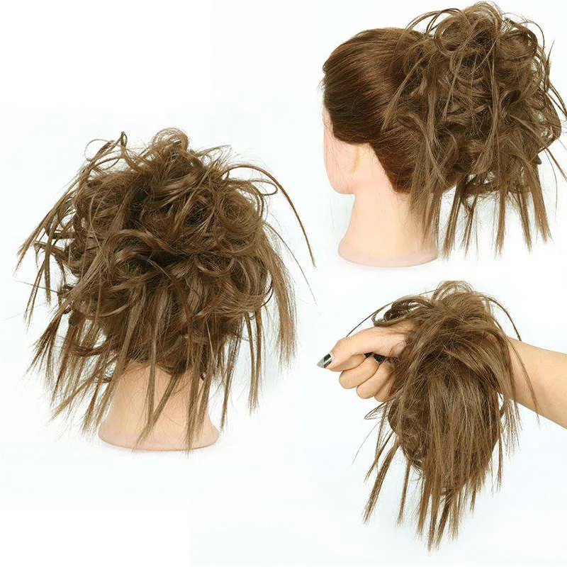 Горячие грязные резинки шиньон волосы булочка прямая эластичная лента updo синтетические волосы шиньон наращивание волос для женщин