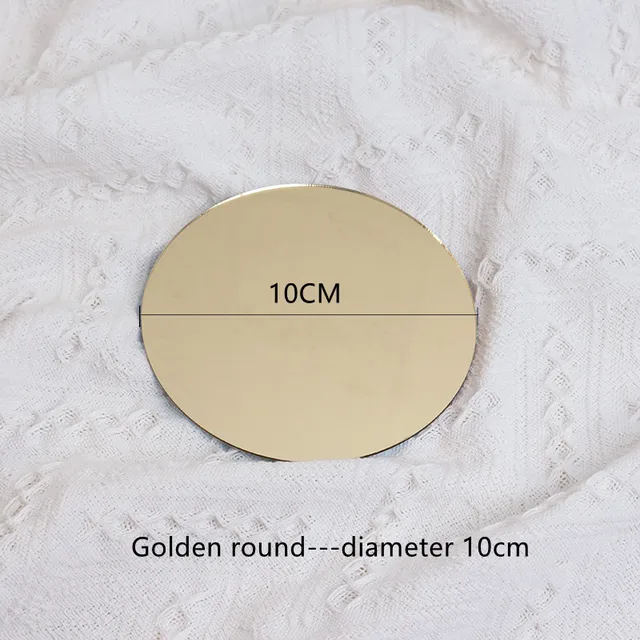 Acrylic Mirror Board Cosmetics Photography Backdrops Birthday Room Decoretiong Ornaments Photograthy Props for Photo Studio Golden Circular 10cm