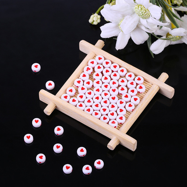 beaded handmade DIY jewelry accessories round love beads and # word beads acrylic clothing accessories loose beads