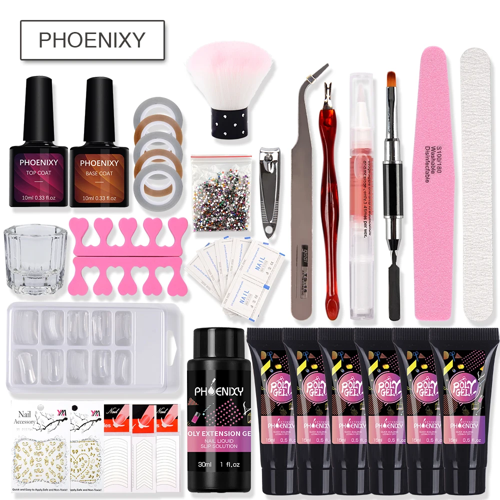 Маникюрный набор с светодиодный сушилка Ультрафиолетовая лампа для ногтей поли гель для нейл Арта, комплект инструмент для украшения ногтей для нейл-арта набор УФ-гель Советы Комплект Набор для наращивания ногтей - Цвет: NAK6067-Y6