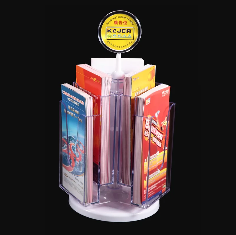 

KEJEA K-282A Multi-functional Rotating Content Showing Stand Information Rack File Holder A4 Second Layer Six Grid