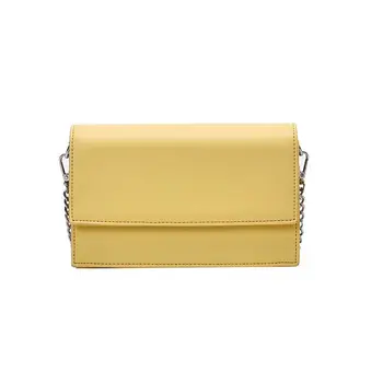 

Fashion Female Postman Bag Chains Lady Shoulder Bag Imitation Leather Youth Women Office Bag Square With Compartment Yellow