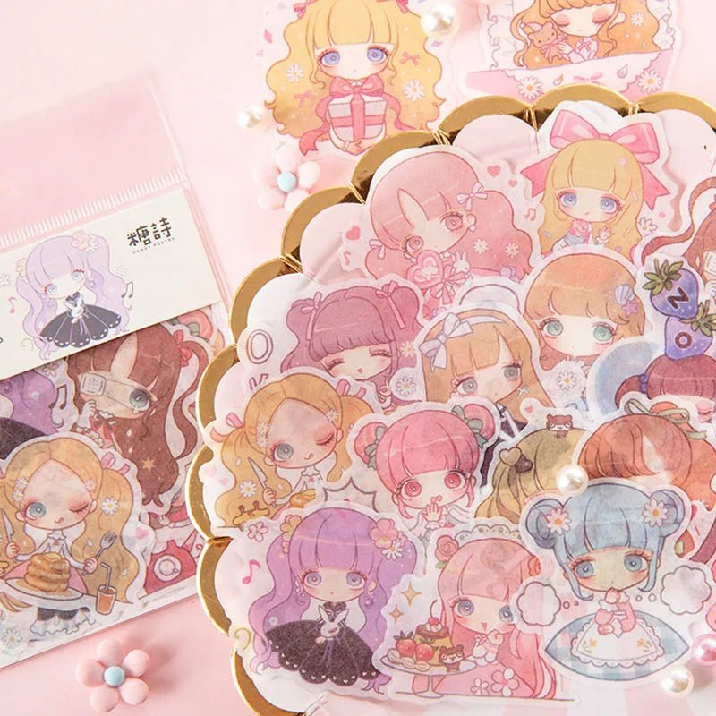 40 шт. милый Кот стикер s Kawaii мультфильм стикеры для девочек бумажный стикер на клейкой основе для детей декор Скрапбукинг дневник принадлежности для альбома