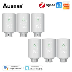 6pcs Aubess  Tuya ZIGBEE3.0 Intelligent Radiator Actuator Programmable Thermostatic Radiator Valve Temperature Controller