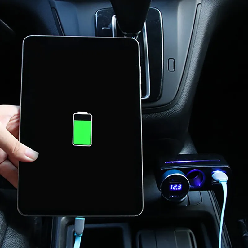 Двойной USB автомобильный прикуриватель разъем дымоход автомобильное зарядное устройство защита от перегрева легкое руководство