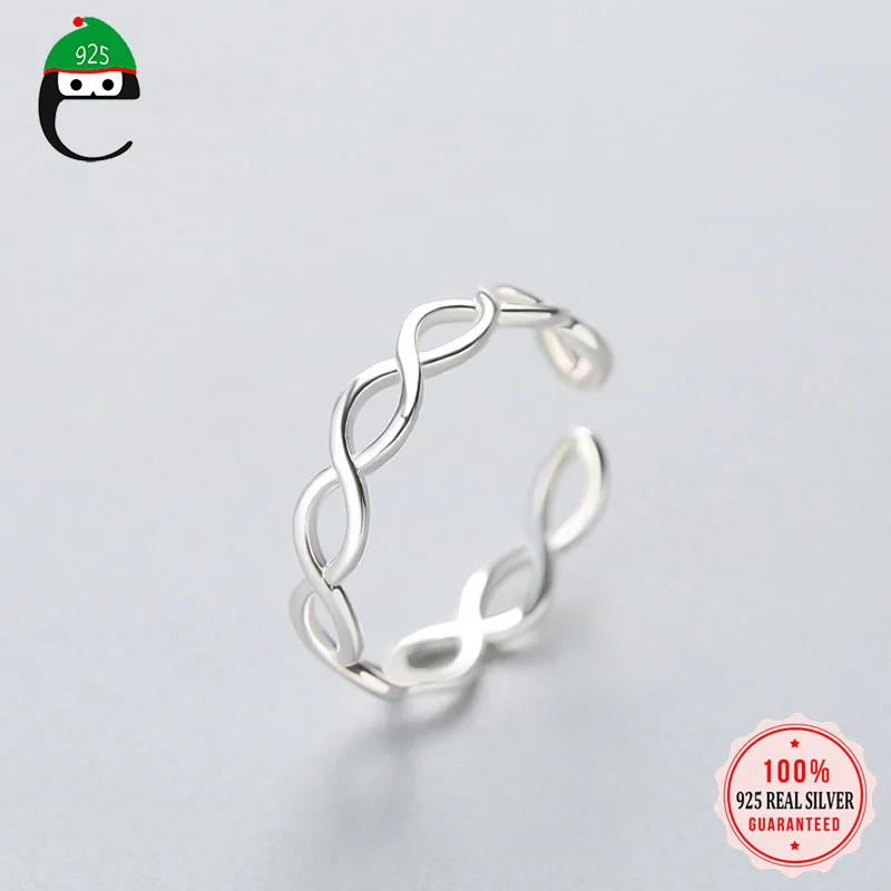 

ElfoPlataSi 100% 925 Real Sterling Silver Cross Infinity Cocktail Opening Ring Sizable 5 6 7 For Women Girl Jewelry ED222