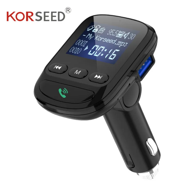 

KORSEED Car Charger Hands-free FM Transmitter Bluetooth Car Kit LCD MP3 Player Dual USB Car Phone Charger for iPhone