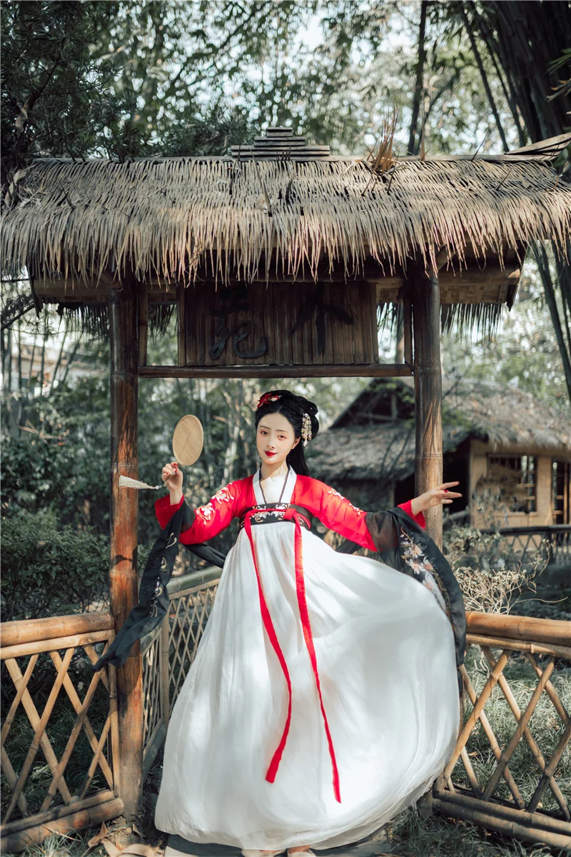 

Hanfu Women's Chest and Skirt Embroidery Hanfu Improved Tang Costume Performance Fresh and Elegant Fairy Skirt Chinese Style