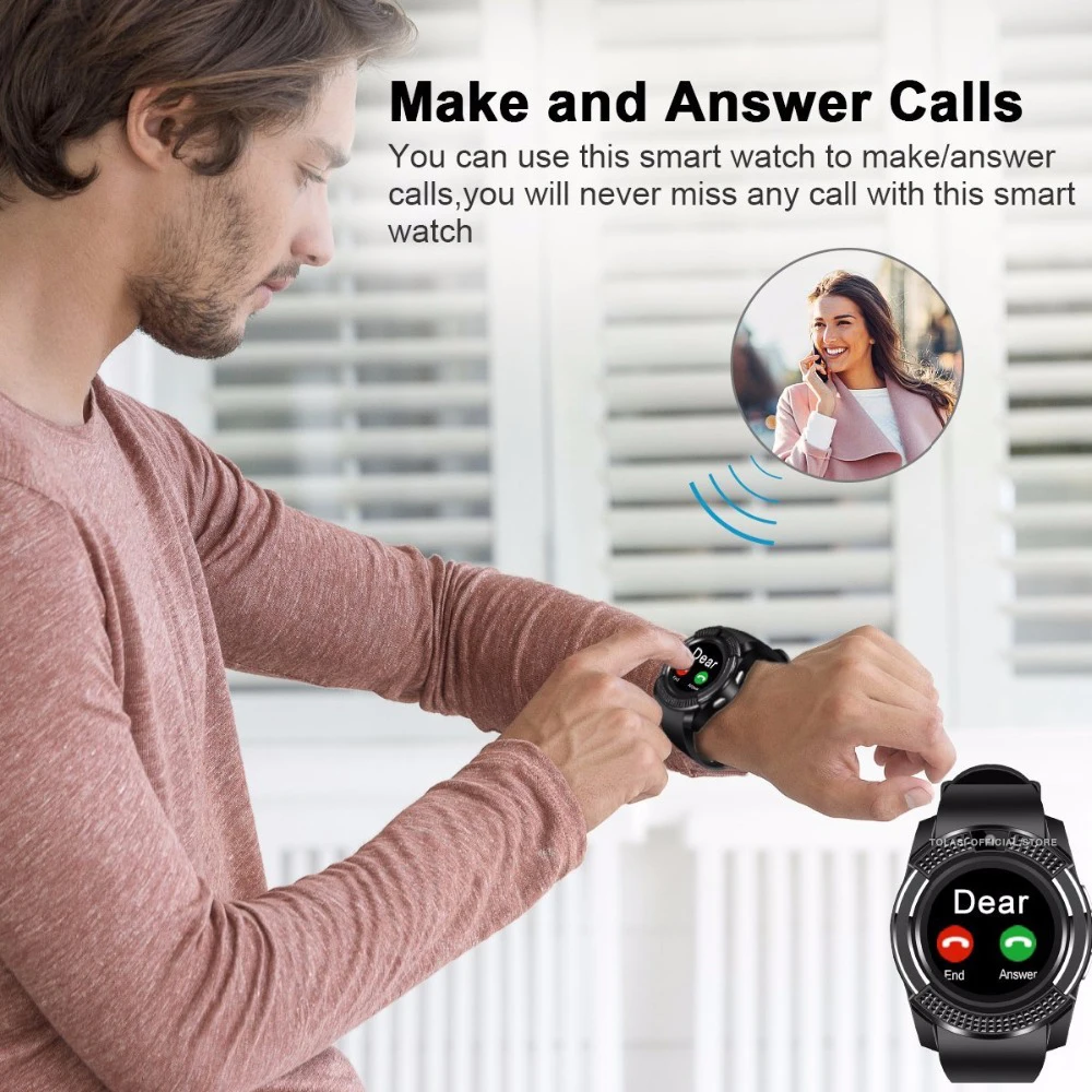 Смарт часы Bluetooth Сенсорный экран Android водонепроницаемые спортивные мужские и женские Смарт-часы с камерой слотом для sim-карты PK DZ09