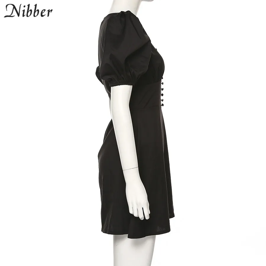 Nibber черное кружевное платье принцессы для женщин пикантные Клубные вечерние ночное элегантное платье со складками mujer2019 осенние туфли в стиле ретро, повседневные Мини-платья v-образным вырезом
