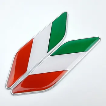 

Car Styling Sides sticker Italy Flag New Pair Label 3D 3 Colors Emblem Car Stickers Auto Metal Emblem Italian Flag car-styling