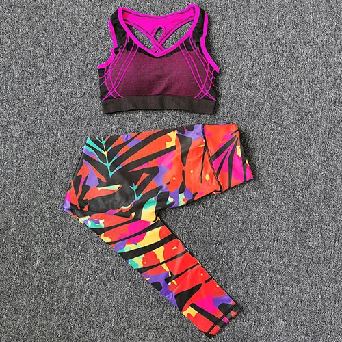 Style C Набор для йоги Для женщин спортивные костюмы для бега Фитнес спортивная одежда спортивный бюстгальтер для девочек+ спортивные штаны, тренировочные комплекты Спортивная одежда Для женщин - Цвет: Style C