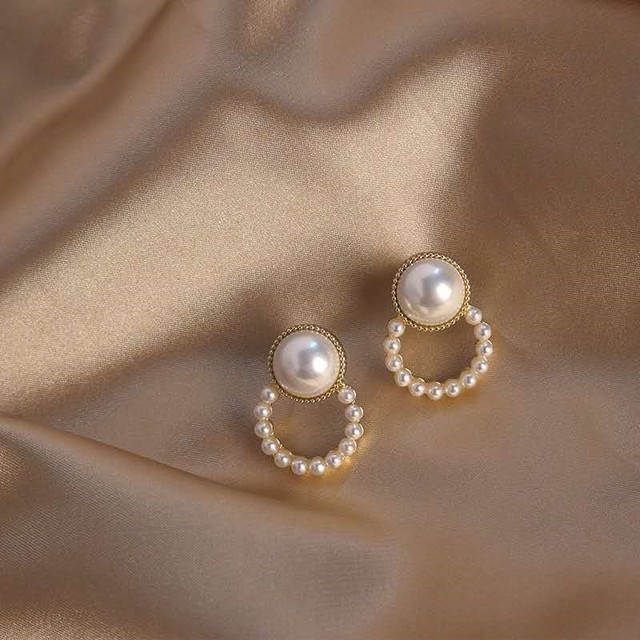 Korean New Simple Geometry Earrings Fashion Temperament Sweet Pearl Flower Earrings Female Jewelry Party Gift