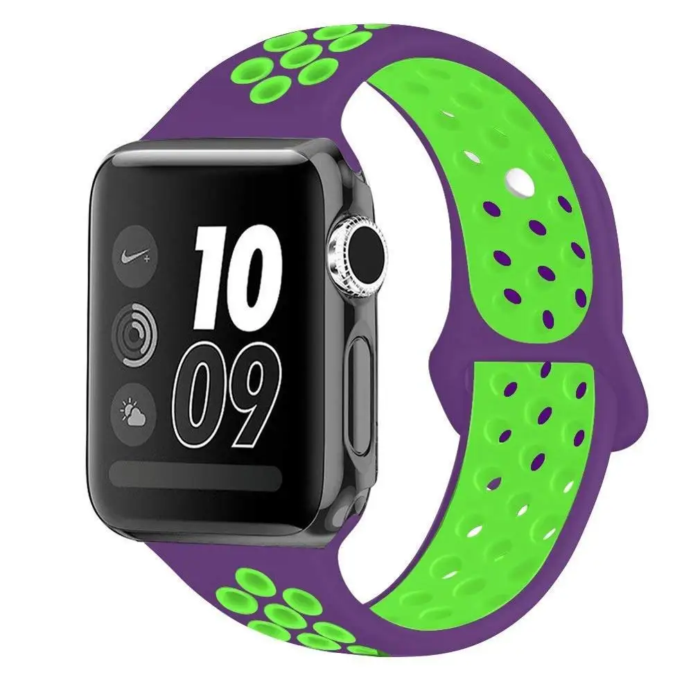 Ремешок для наручных часов Apple Watch 4 3/2/1 30 color38MM 40 мм Силиконовые из дышащего материала для наручных часов iWatch, сменный ремешок Спортивная петля серии 4 42 мм 44 мм - Цвет ремешка: 24