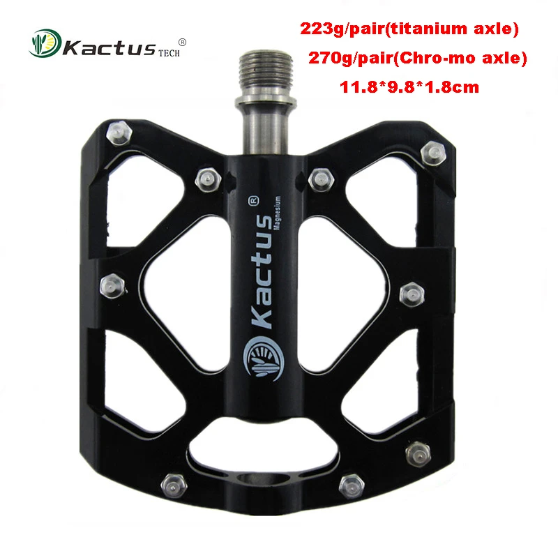 KACTUS Ultralight Titanium Axle MTB Road Bike Pedals Magnesium Alloy Body BMX Anti Skid Bicycle Pedal 18T Cycling Part Pedales