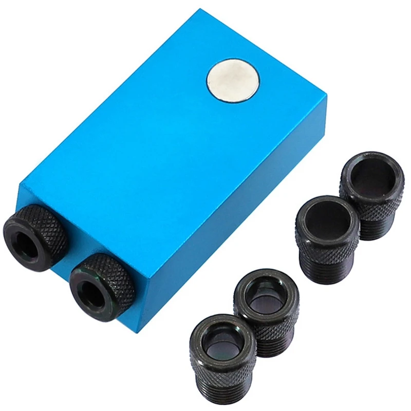 Pocket Hole Jig with Magnet Drill Guide Woodworking Hole Drill 6 8 10Mm with Box Tool for Carpentry