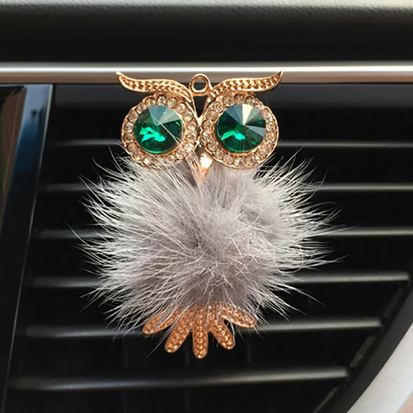 Алмазный мех Сова автомобильный освежитель воздуха Авто выход духи клип приятный аромат автомобильный диффузор Bling автомобильные аксессуары декор украшения подарки - Название цвета: gray