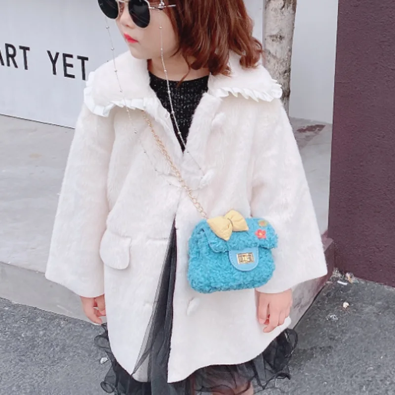 

Korean-style Fashion CHILDREN'S Bag Lambs Wool Princess Chain Square Sling Bag Cute Men And Women Child Baby Accessories Shoulde