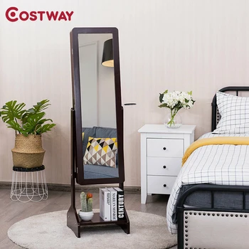 

High quality Premium and Sturdy Furniture Standing Jewelry Cabinet with Full-length Mirror Home Storage Organization HW63124CF
