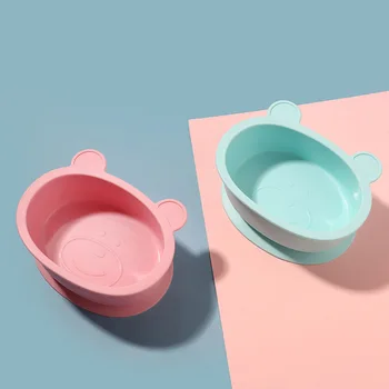 

Baby Feeding Bowl Dishes Silicone Plate With Suction Cup Strong Sticky Divided Silicone Food Plate Children's Creative Section