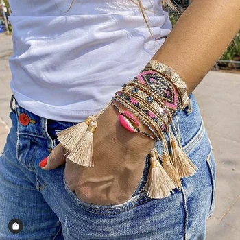 BLUESTAR Femme MIYUKI Bracelet Turkish Eye Bracelet Chic Seashell Pulseras Mujer Moda Micro Pave CZ Handmade Bead Armband