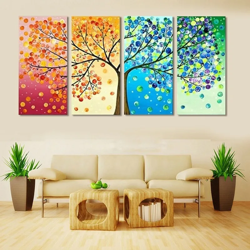 

Art Greek Mural Airbrush Painting Canvas 5-frame Four Seasons Tree Abstract AliExpress Dunhuang Supply of Goods Cross Border Sup