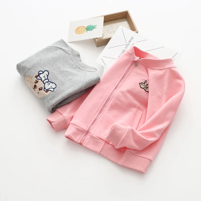 

Cartoon Bear Embroidered CHILDREN'S Jacket 19 Spring Baseball Uniform Zipper Cardigan Childrenswear 122208