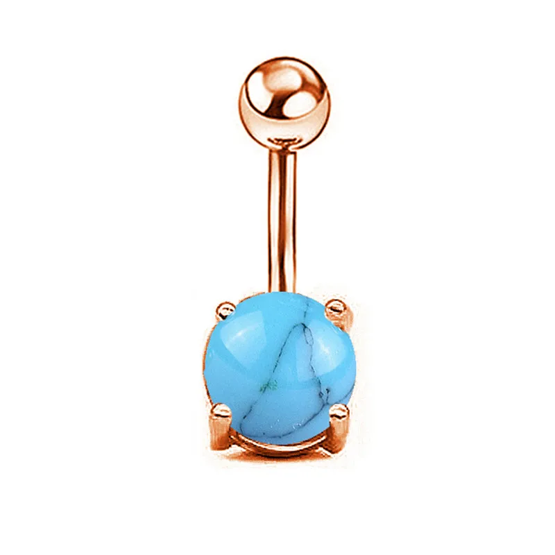 6 1PC Medical Steel Belly Button Ring Natural Stone Navel Piercing Jewelry for Women Sexy Belly Navel Piercing Ring Body Jewelry - Окраска металла: 6
