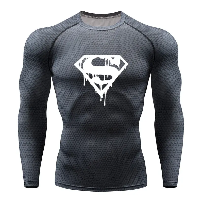 

Superman Men's T-Shirt Gym Fitness Tights Tops Football Sweatshirt Men's Running Fitness Rashguard T-Shirt Quick-drying