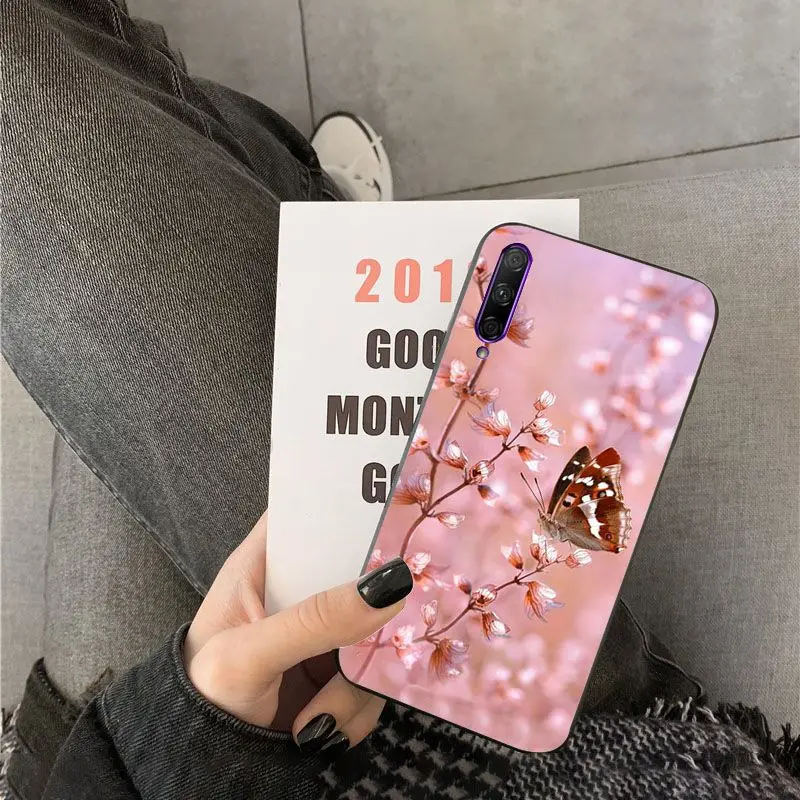 Red butterfly on white roses flower