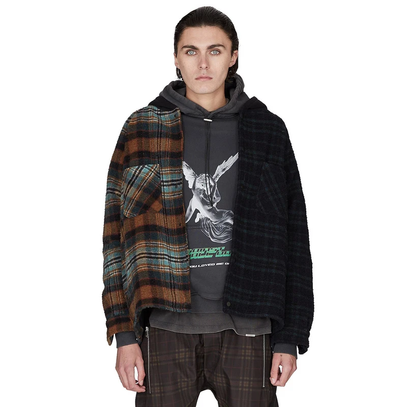 

2019FW Represent 1:1 Version Plaid Hooded Jacket Men Women Oversized Flannel Thick Shirt Stitching Jacket Coats Men Outwear