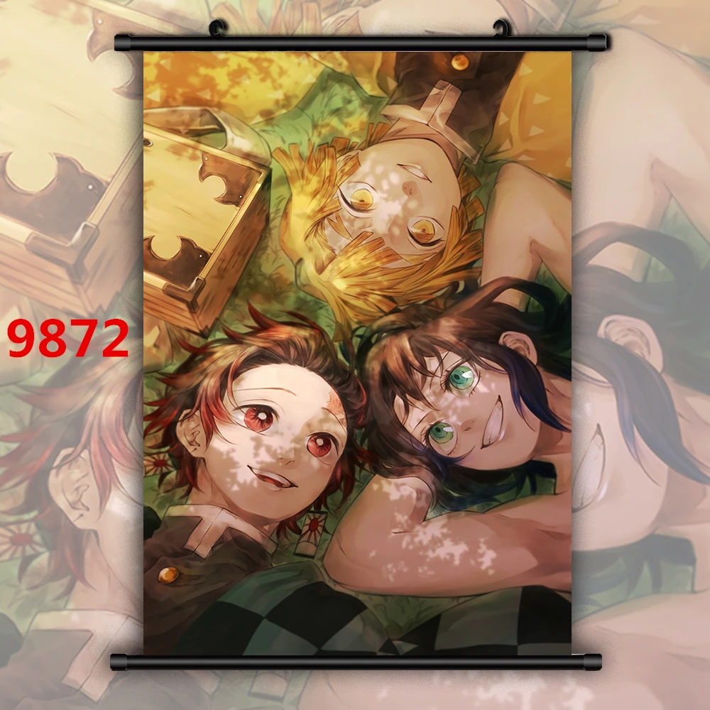 9872 Kimetsu no Yaiba Tanjirou Zenitsu Аниме Манга HD Печать настенный плакат свиток - Цвет: 9872