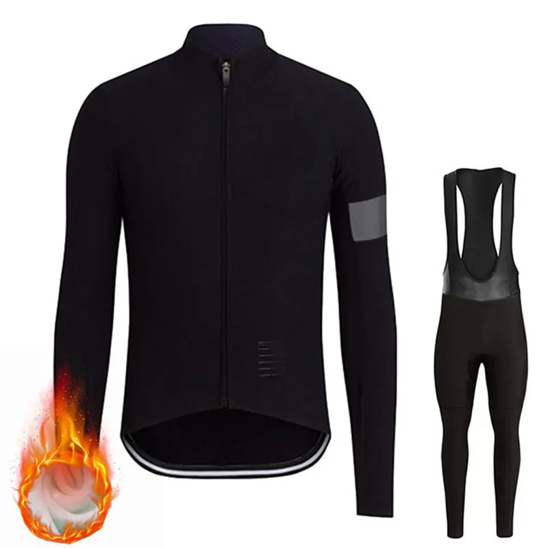 1 Rapha велосипедный комплект Зимний теплый флис Джерси нагрудник брюки комплект Ropa Ciclismo Invierno велосипед Мужская спортивная одежда Комплект Шерсть Триатлон - Цвет: 1