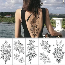 Wholesale Sketch Flower Waterproof Temporary Tatoo Stickers Dark Flower Arm Tatto Stickers Rabbit Snake Skull Rose Fake Tattoo