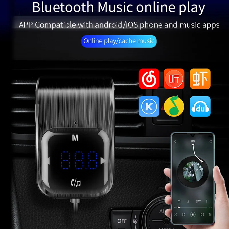 Jilang fm-передатчик автомобильный bluetooth-приемник беспроводной радио адаптер автомобильный комплект MP3-плеер сенсорная кнопка с двумя USB Автомобильное зарядное устройство