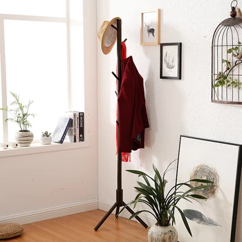 

Floor Standing Coat Rack Bedroom Furniture Living Room Coat Hanger Hat Rack 170cm 8 Hooks Hallstand Rubberwood Clothes Hanger