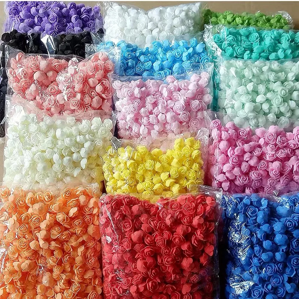 

100pcs 3cm PE Foam Artificial Flower Decorative Teddy Bear Rose Bouquet For Home Wedding Flowers Decoration Wreath Fake Flower f